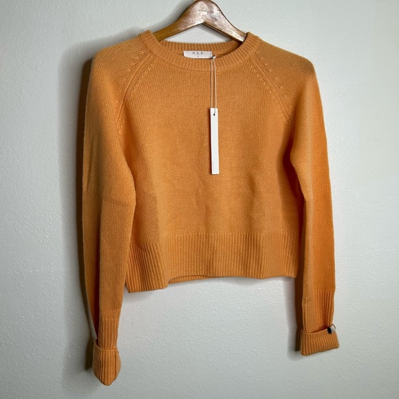NWT One Grey Day 100% Cashmere Blakely Crew Neck Sweater Orange Size  Small - Picture 2 of 16